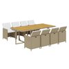 vidaXL Градински комплект с възглавници 9 части полиратан бежов