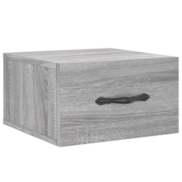 vidaXL Нощно шкафче за стенен монтаж, сив сонома, 35x35x20 см