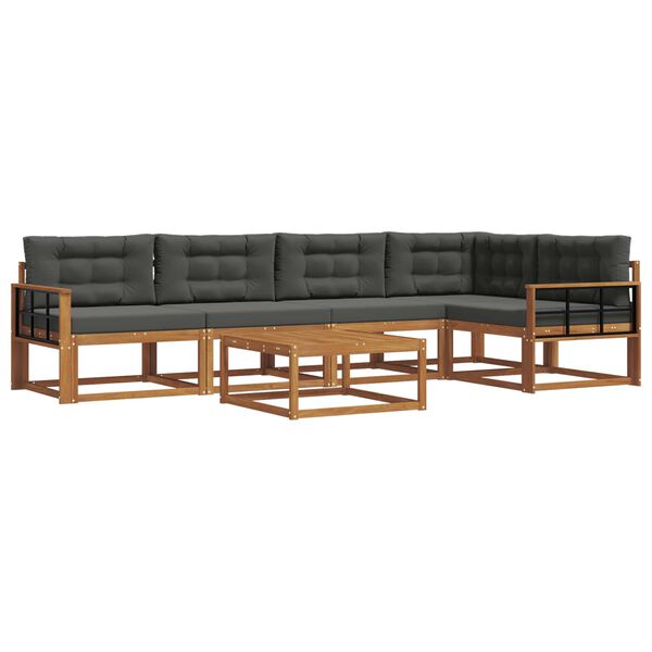 vidaXL Комплект дивани за открито 6 pcs Натурален и Антрацит