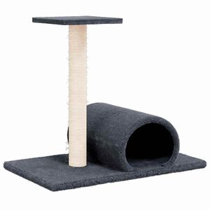 vidaXL Котешки стълб за драскане с тунел, тъмносив, 60x34,5x50 см