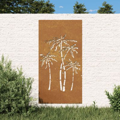 vidaXL Градинска декорация 105x55 см кортенова стомана дизайн палми