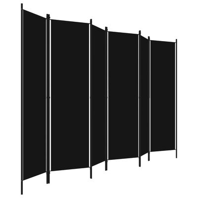 vidaXL Параван за стая, 6 панела, черен, 300x180 cм