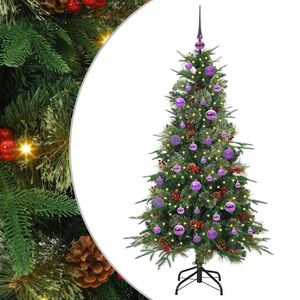 vidaXL Изкуствено коледно дърво с хингед Зелен 150 cm PE и PVC