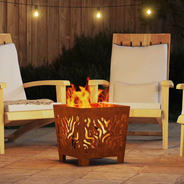 vidaXL Огнище Кафяво 40 x 40 x 40 cm Стомана