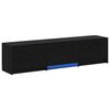 vidaXL TV шкаф с LED с LED ленти с чекмедже Черен Дъб 165 x 34 x 40 см