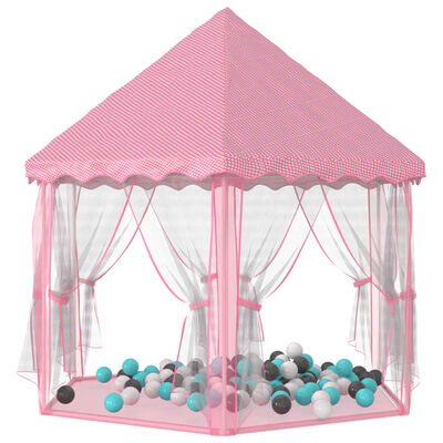 vidaXL Детска палатка за игра Princess с 250 топки, розова, 133x140 см