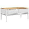 vidaXL Кафе маса FLORO, бяла, 99x55,5x45 см, борово дърво масив