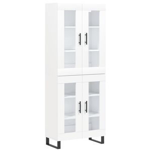 vidaXL Висок шкаф, бял, 69,5x34x180 см, инженерно дърво