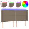 vidaXL LED горна табла за легло, таупе, 203x16x118/128 см, плат
