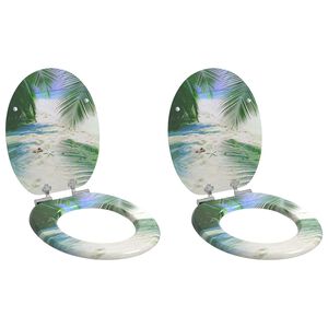 vidaXL Тоалетни седалки с плавно затваряне 2 бр МДФ дизайн на плаж