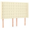 vidaXL LED горна табла за легло, кремава, 147x16x118/128 см