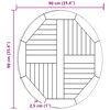 vidaXL Плот за маса, тиково дърво масив, кръгъл, 2,5 см, 90 см