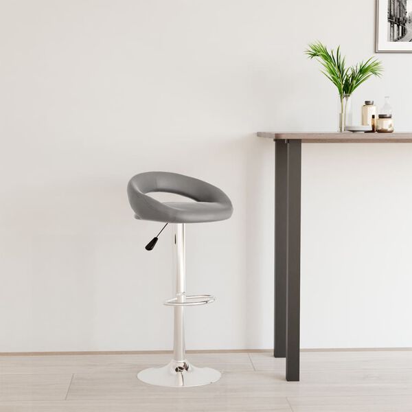 vidaXL Бар табуретка, сива, изкуствена кожа
