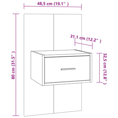vidaXL Нощни шкафчета за стенен монтаж, 2 бр, бяло и дъб сонома