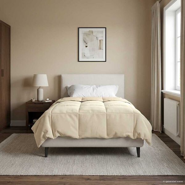 vidaXL Летен юрган Патичено Крем 135 x 200 cm Микрофибър