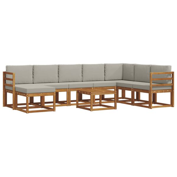 vidaXL Комплект дивани за открито 9 pcs Естествено и светло сиво
