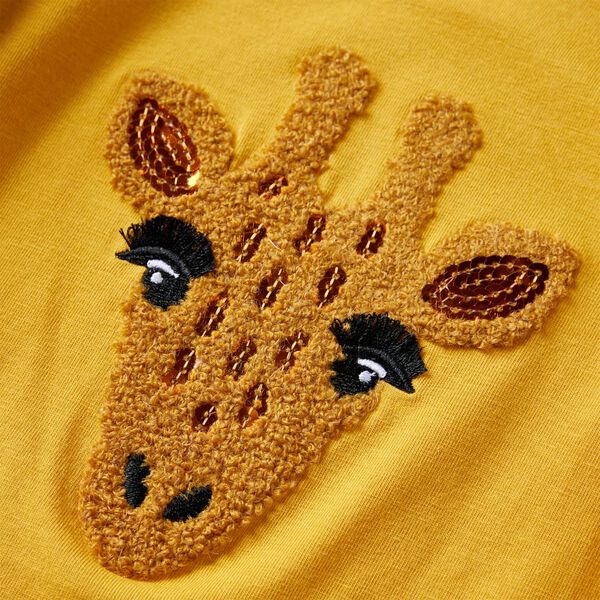 Детска тениска с дълъг ръкав, тъмна охра, 128