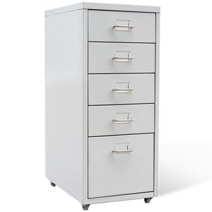 vidaXL Шкаф картотека с 5 чекмеджета, сив, 68,5 см, стомана