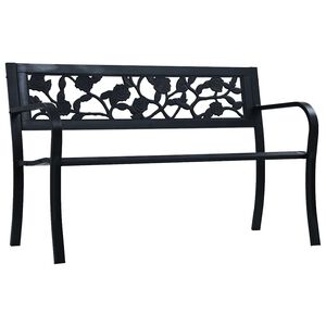 vidaXL Градинска пейка, 125 см, черна, стомана