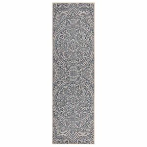 vidaXL Градински плоскотъкан килим, 80x250 см, синя шарка