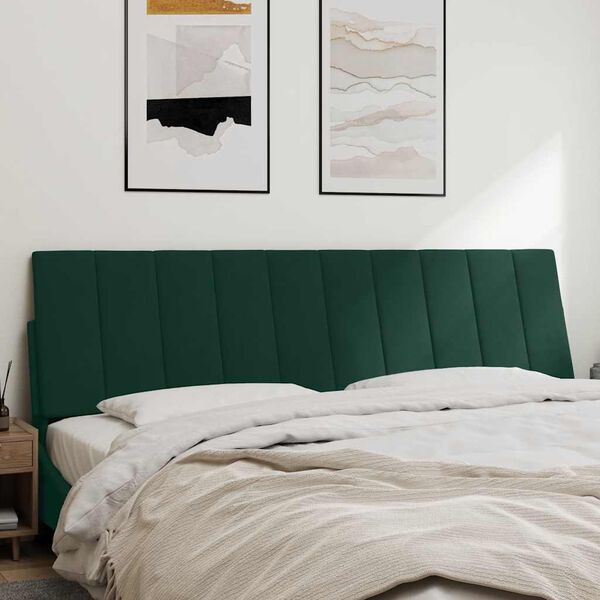 vidaXL Мека табла за легло Hanko, тъмнозелена, 180 см, кадифе