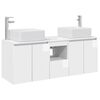 vidaXL Комплект шкафове за баня 3 бр. Бял гланц 135 x 35 x 80 см