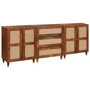 vidaXL Комплект скрин 3 бр. 180 x 33 x 75 см Солидно мангово дърво
