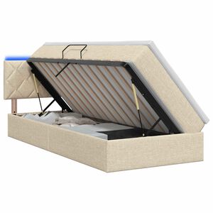 vidaXL LED легло за съхранение с матрак Кремаво 90 x 200 cm Текстил