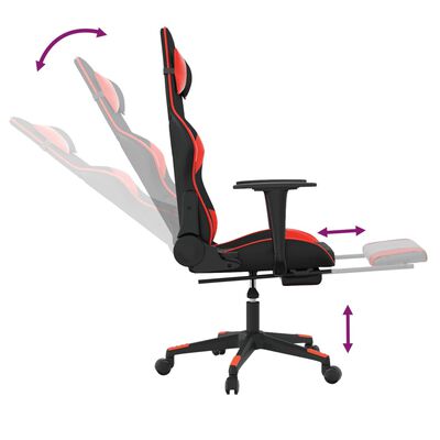 vidaXL Масажен гейминг стол с подложка черно и червено изкуствена кожа
