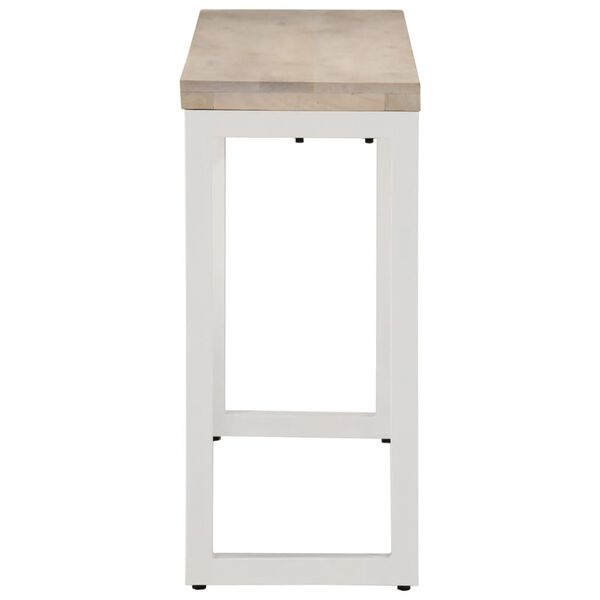 vidaXL Конзолна маса кафява 110x35x76см бор манго дърво масив и желязо