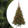 vidaXL Изкуствена коледна елха с топки 120 см 150 LED светодиода
