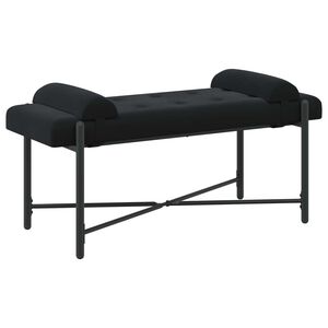 vidaXL Пейка с копчета и възглавници Черно 110 x 40 x 46 cm Кадифе