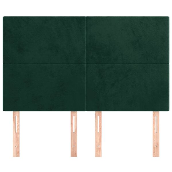 vidaXL Табла за легло, тъмнозелена, 144x5x118/128 см, кадифе