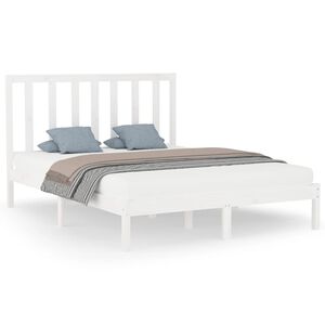 vidaXL Рамка за легло, бяла, дърво масив, 160х200 см