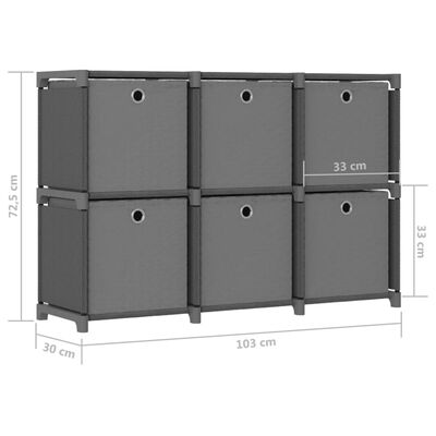 vidaXL Органайзер с 6 отделения с кутии, сив, 103x30x72,5 см, плат