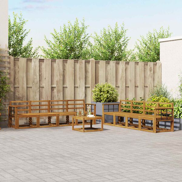 vidaXL Комплект дивани за открито 9 pcs Естествен