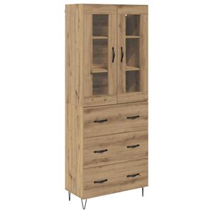 vidaXL Висок шкаф с чекмедже Дъб 69,5 x 34 x 90 см Инженерно дърво
