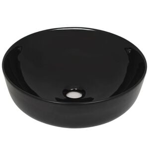 vidaXL Керамична мивка кръгла черна 41,5x13,5 см