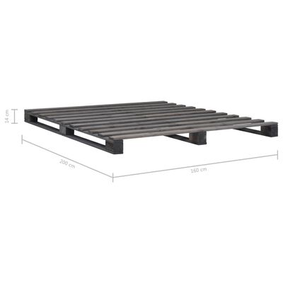 vidaXL Палетна рамка за легло, сива, бор масив, 160х200 см