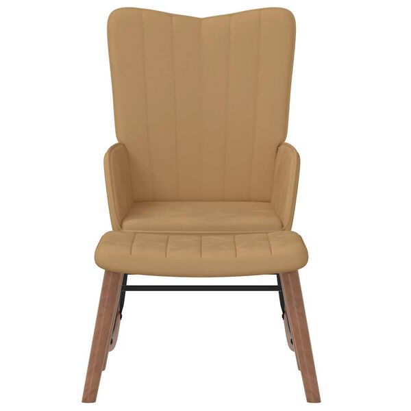 vidaXL Люлеещ се стол с табуретка, кафяв, кадифе