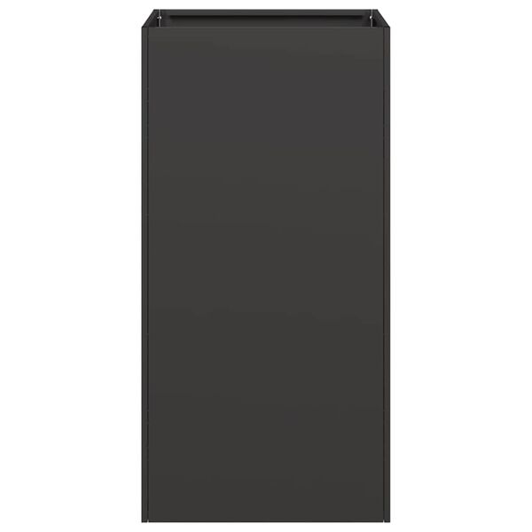 vidaXL Кашпа, черна, 40x40x80 см, студеновалцувана стомана