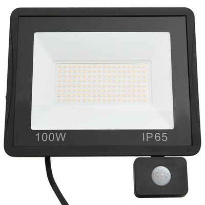 vidaXL LED прожектор със сензор, 100 W, топло бяло