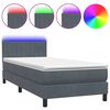 vidaXL Боксспринг легло с матрак и LED, тъмносиво, 80x210 см, кадифе