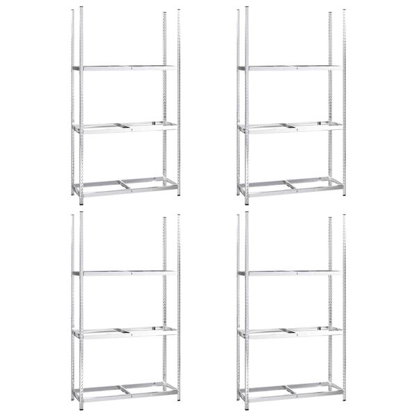 vidaXL Стелажи за гуми с 3 рафта 4 бр сребристи 110x40x200 см стомана