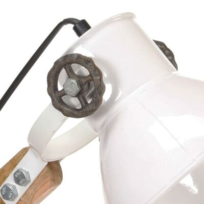 vidaXL Индустриална настолна лампа, бяла, кръгла, 58x18x90 см, E27
