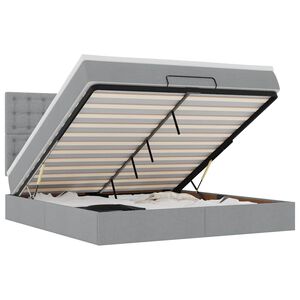 vidaXL Османска легло с матрак и LED, светлосиво, 180x200 см, плат