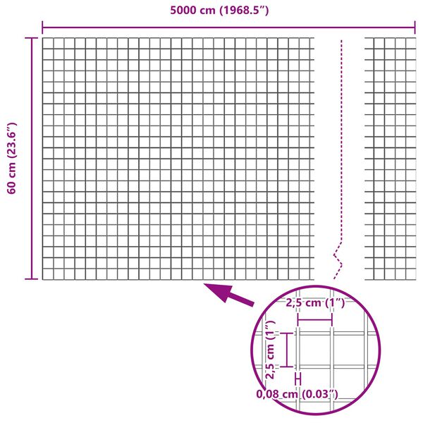 vidaXL Заварена мрежа ограда Сребрист 0.6 x 50 м