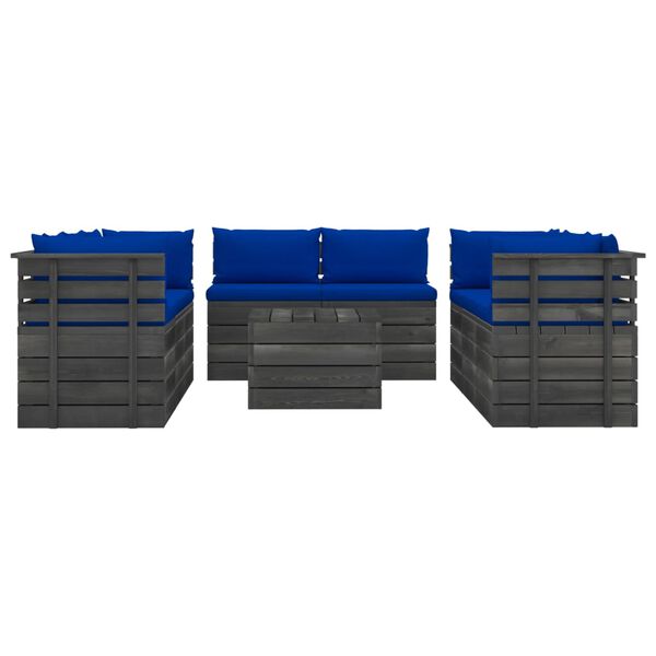 vidaXL Градински лаундж комплект палети възглавници 9 части бор масив