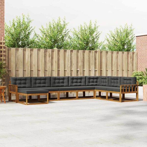 vidaXL Комплект дивани за открито 8 pcs Натурален и Антрацит