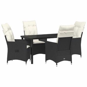 vidaXL Комплект за хранене в градината 5 pcs Черно полиратан